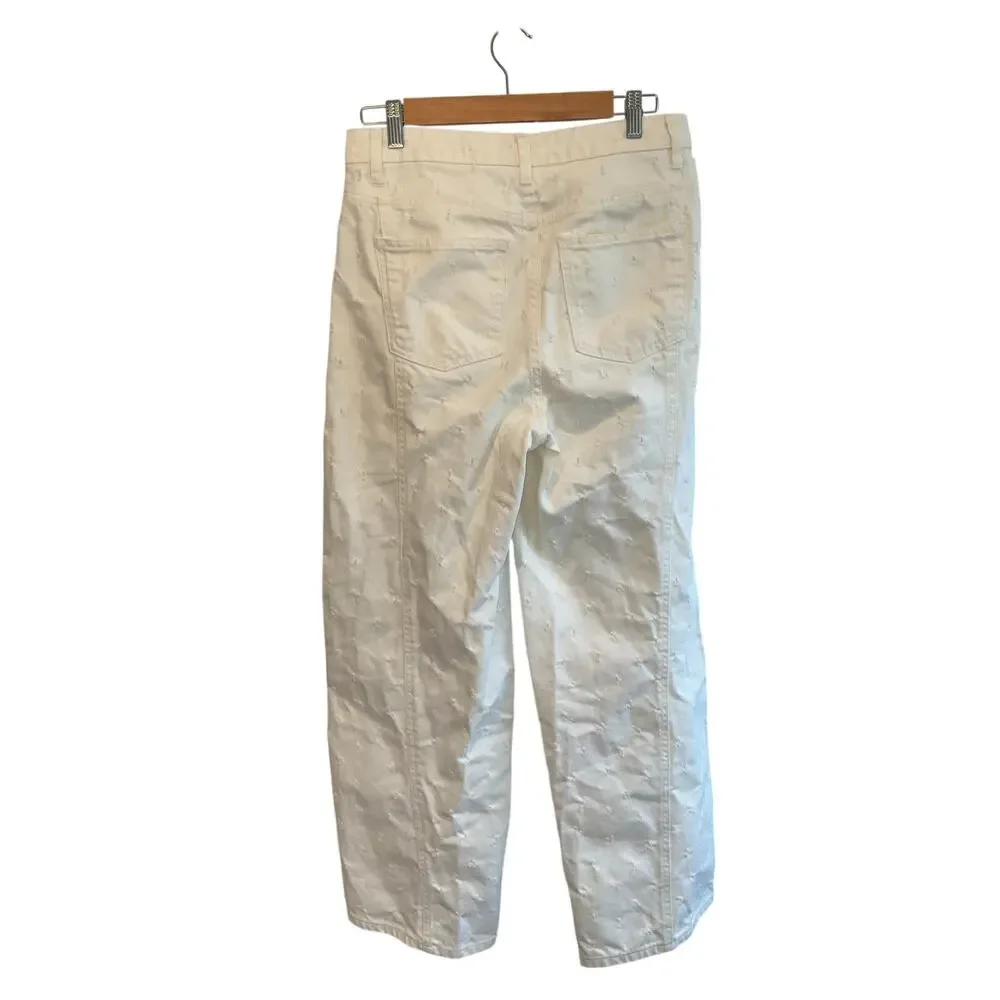 Future Collective Mid-Rise Relaxed Fit Wide Leg Distressed Jeans White Size 6